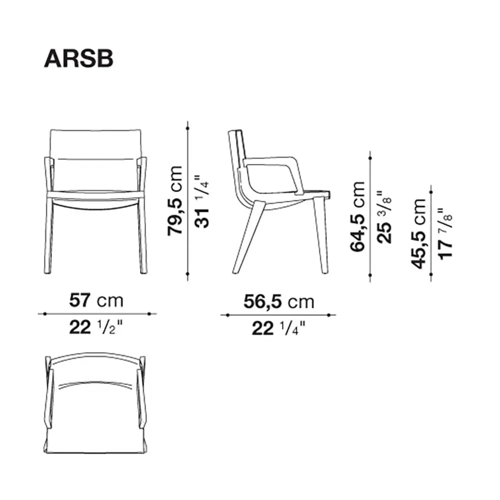 Acanto - Chair with armrests 57cm (ARSB)