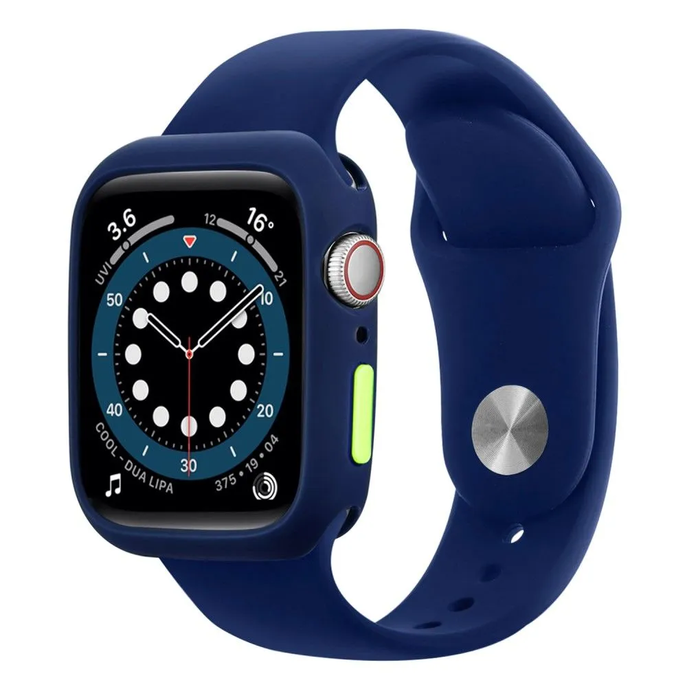 Apple Watch (45mm) candy color button TPU cover - Midnight Blue / Fluorescent Green