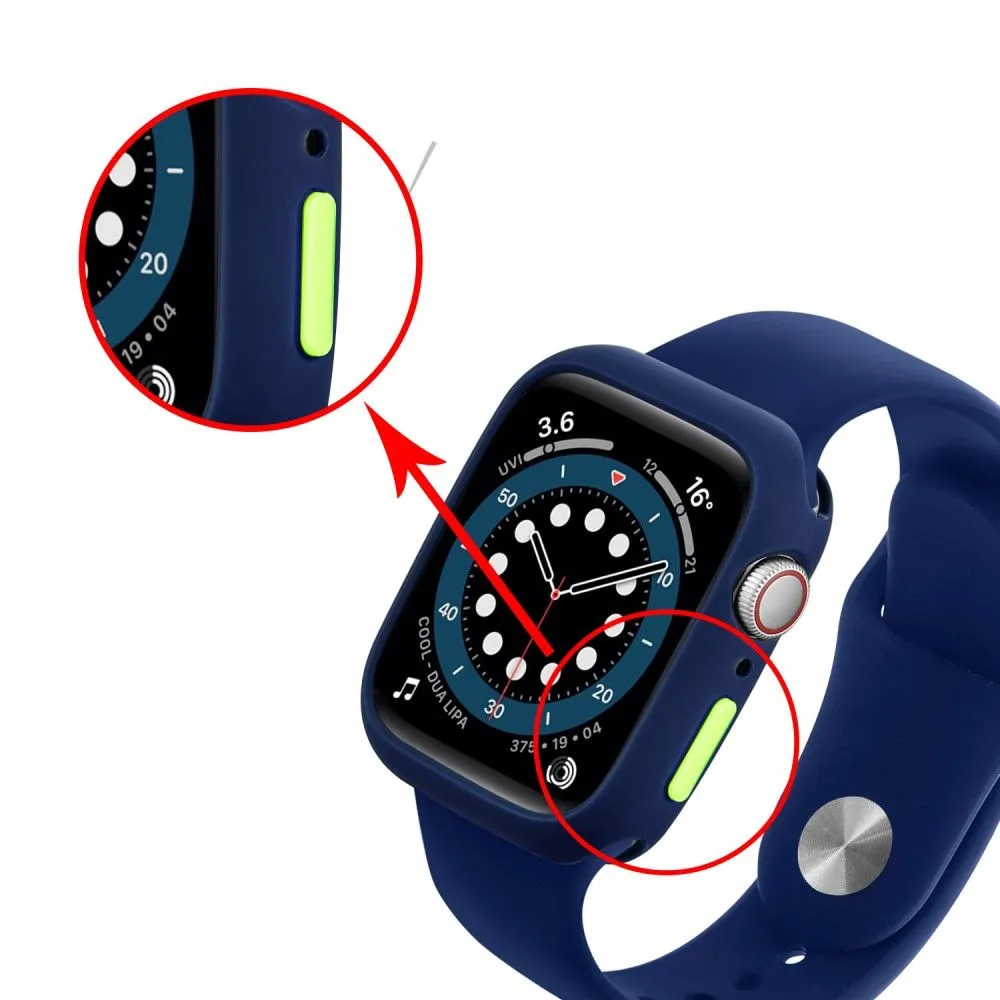 Apple Watch (45mm) candy color button TPU cover - Midnight Blue / Fluorescent Green