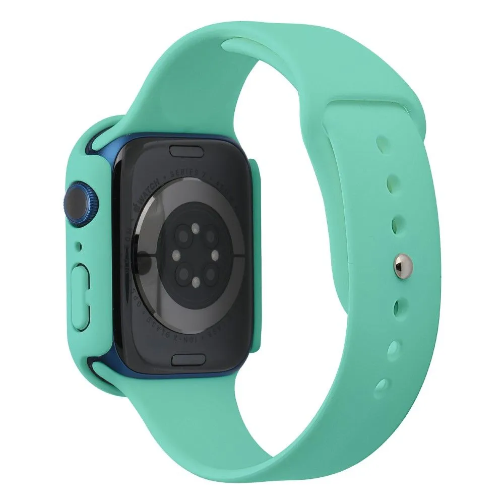 Apple Watch (45mm) silicone watch strap   cover with tempered glass - Mint Green / Size: S / M