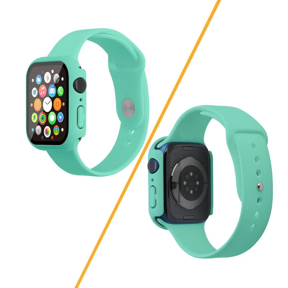 Apple Watch (45mm) silicone watch strap   cover with tempered glass - Mint Green / Size: S / M