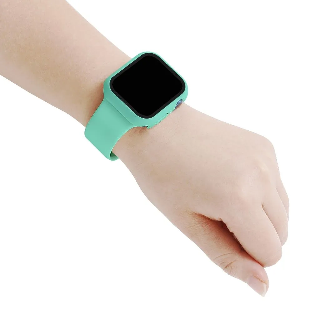 Apple Watch (45mm) silicone watch strap   cover with tempered glass - Mint Green / Size: S / M