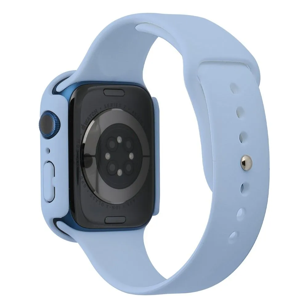 Apple Watch (45mm) silicone watch strap   cover with tempered glass - Sky Blue / Size: S / M