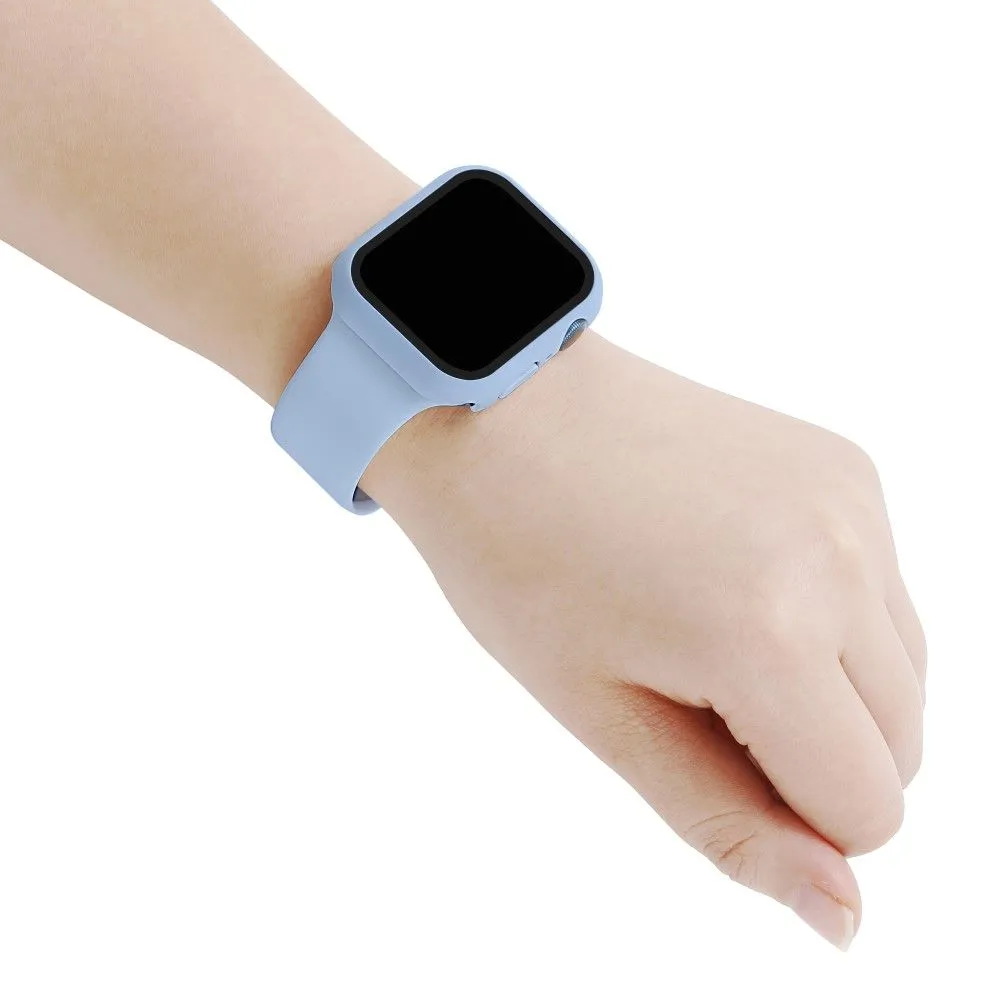 Apple Watch (45mm) silicone watch strap   cover with tempered glass - Sky Blue / Size: S / M