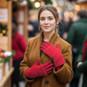 Black Ginger Scarlet Red Faux Fur Two in One Gloves - 800-592