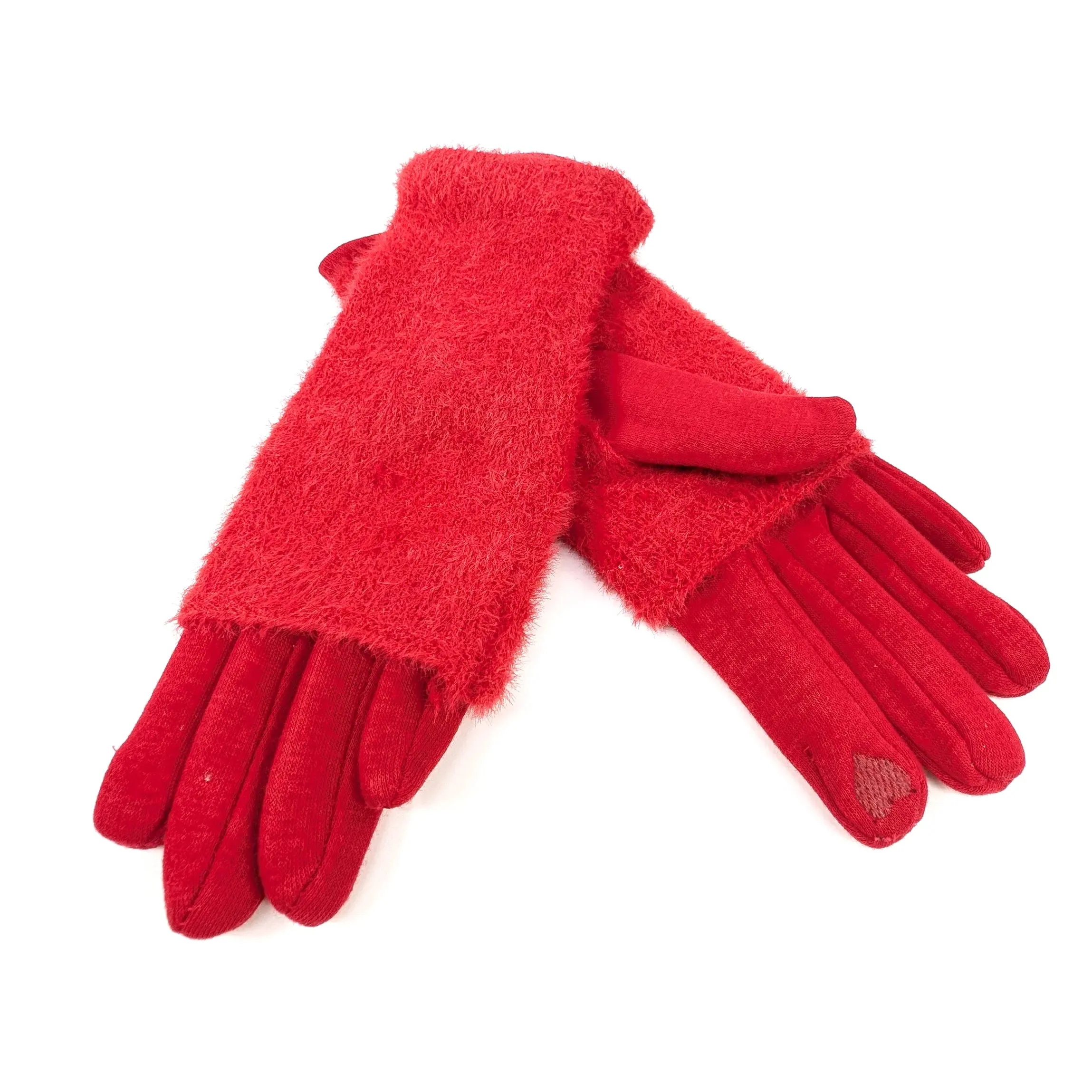 Black Ginger Scarlet Red Faux Fur Two in One Gloves - 800-592