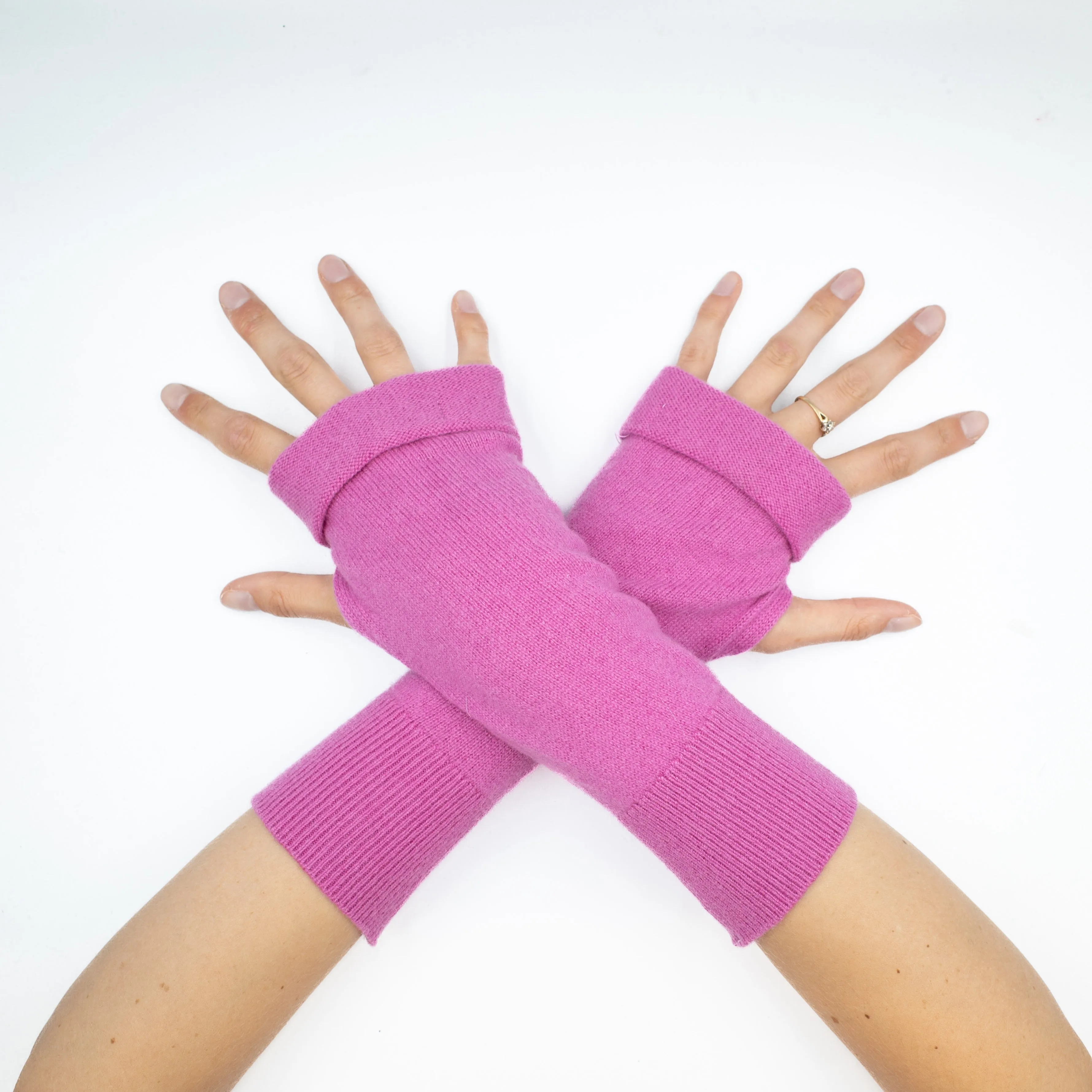 Bright Orchid Pink Fingerless Gloves