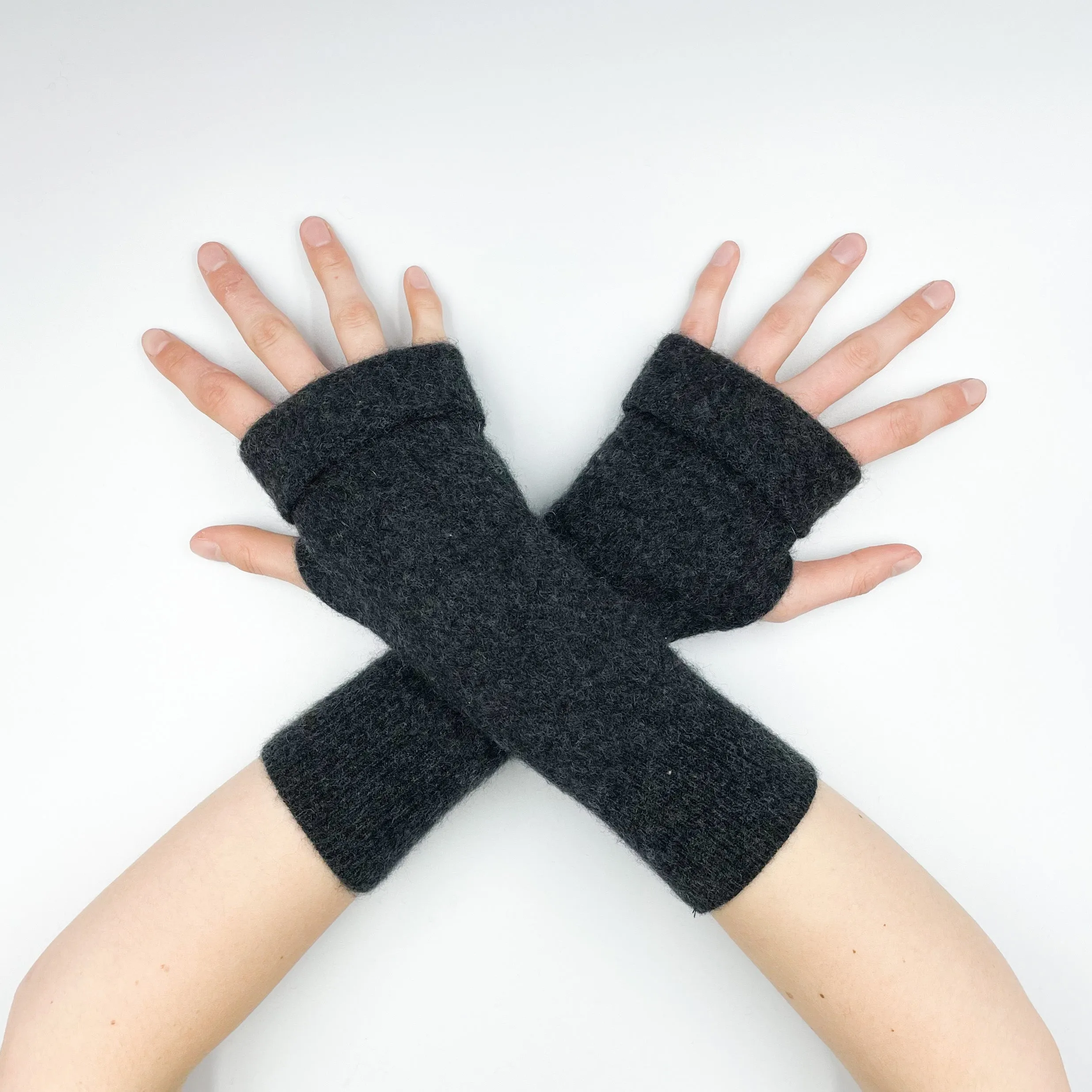 Charcoal Grey Fingerless Gloves