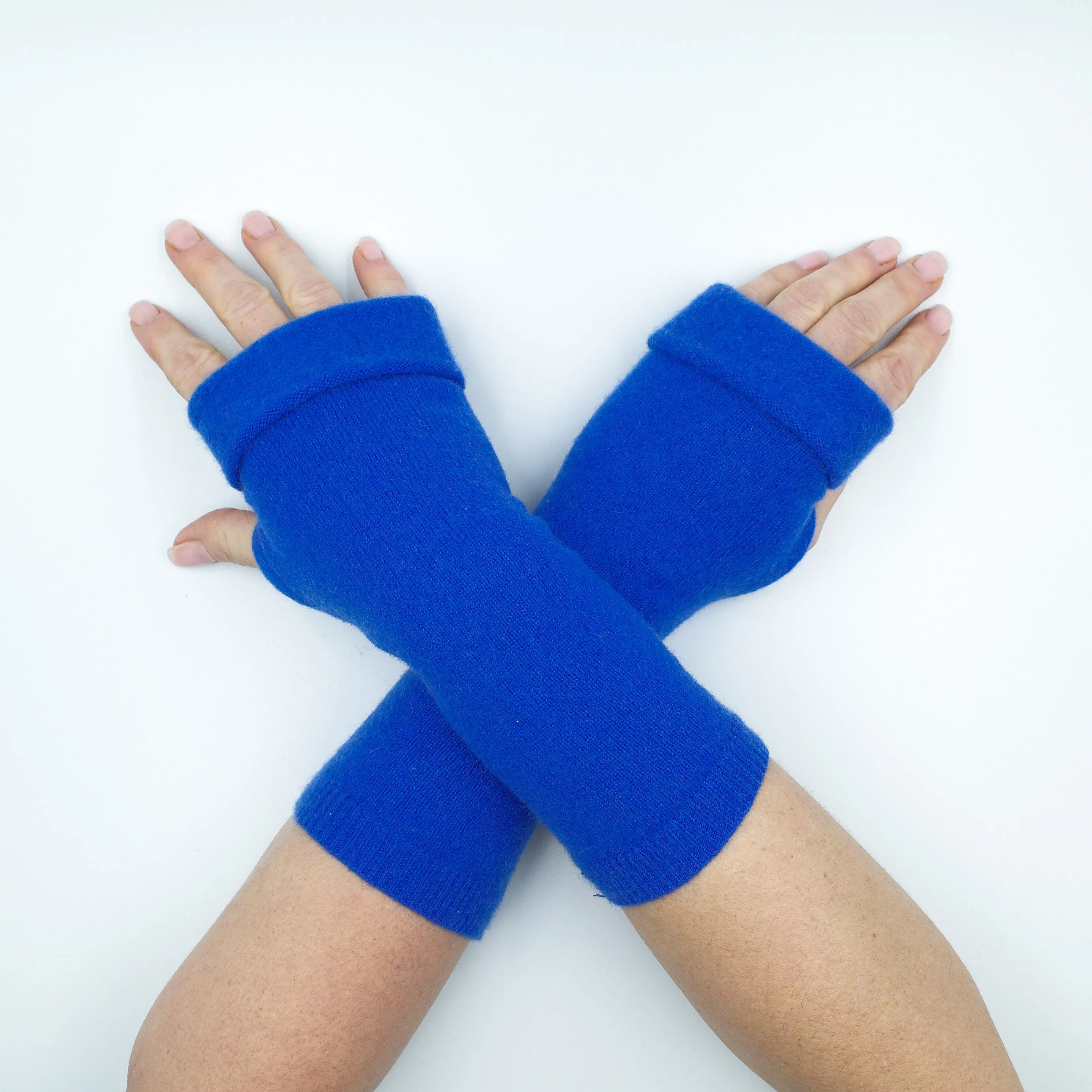 Cobalt Blue Fingerless Gloves