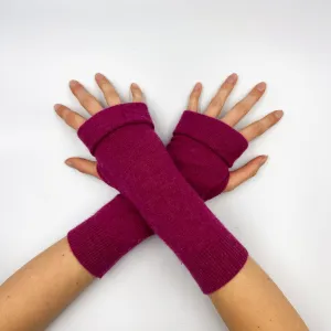 Dark Cherry Pink Fingerless Gloves