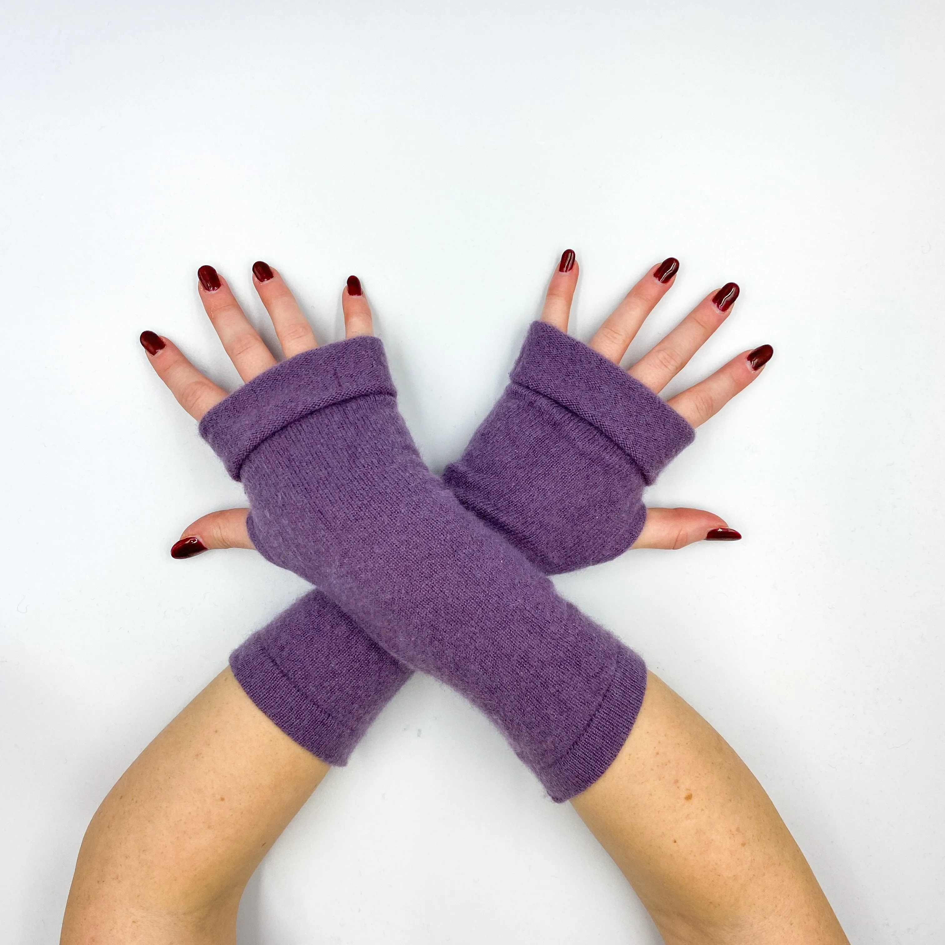 Deep Lavender Purple Fingerless Gloves