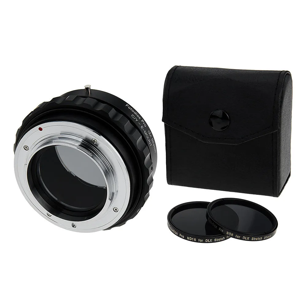 Fotodiox DLX Stretch Lens Mount Adapter - Contax/Yashica (CY) SLR Lens to Sony Alpha E-Mount Mirrorless Camera Body with Macro Focusing Helicoid and Magnetic Drop-In Filters