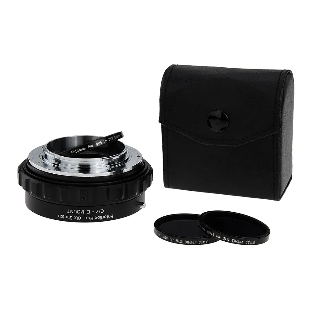 Fotodiox DLX Stretch Lens Mount Adapter - Contax/Yashica (CY) SLR Lens to Sony Alpha E-Mount Mirrorless Camera Body with Macro Focusing Helicoid and Magnetic Drop-In Filters