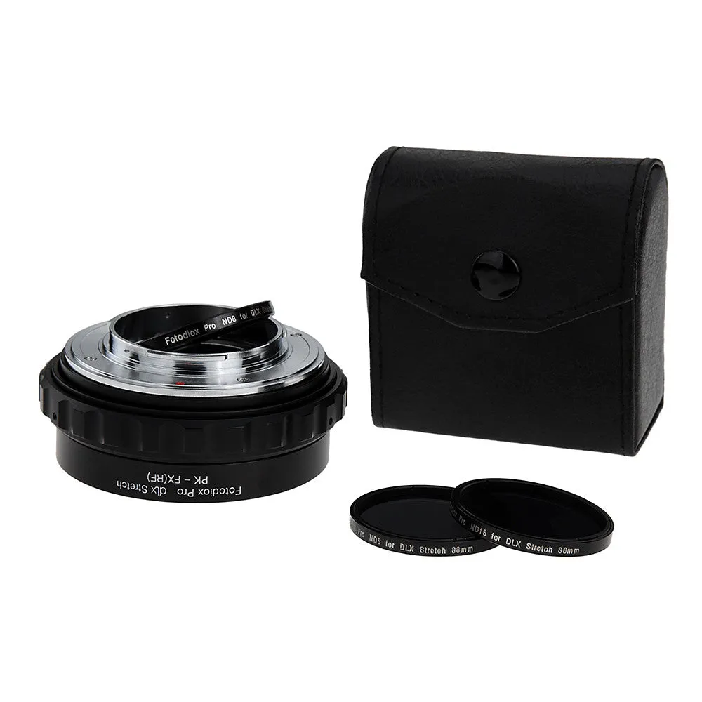 Fotodiox DLX Stretch Lens Mount Adapter - Pentax K Mount (PK) SLR Lens to Fujifilm Fuji X-Series Mirrorless Camera Body with Macro Focusing Helicoid and Magnetic Drop-In Filters