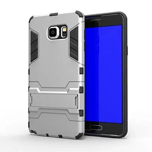 Galaxy Note 5 Case, Slim Cyber Armor [Kickstand] Hybrid Dual Layer [Shock Resistant] Case Cover for Samsung Galaxy Note 5 - Silver