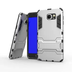 Galaxy Note 5 Case, Slim Cyber Armor [Kickstand] Hybrid Dual Layer [Shock Resistant] Case Cover for Samsung Galaxy Note 5 - Silver