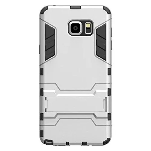 Galaxy Note 5 Case, Slim Cyber Armor [Kickstand] Hybrid Dual Layer [Shock Resistant] Case Cover for Samsung Galaxy Note 5 - Silver