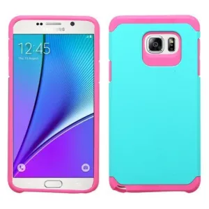 Galaxy Note 5 Case, Slim Hybrid Dual Layer [Shock Resistant] Case Cover for Samsung Galaxy Note 5 - Teal/Hot Pink