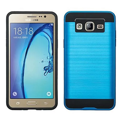 Galaxy On5 Case, Slim Hybrid [Impact/Shock Resistant] Dual Layer Case for Samsung Galaxy On5 - Brush Blue