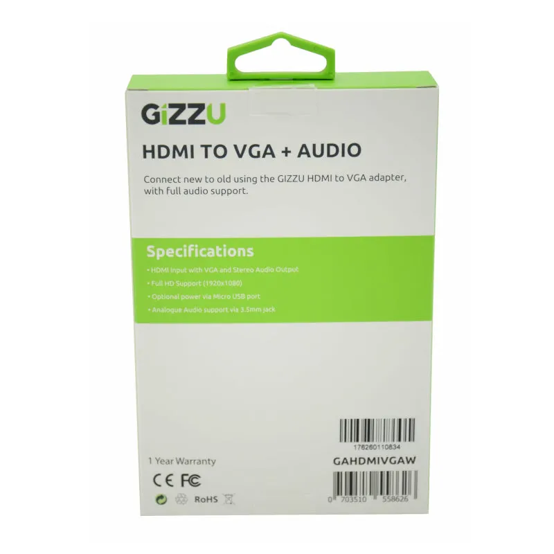 Gizzu Hdmi To Vga Adapter With Audio