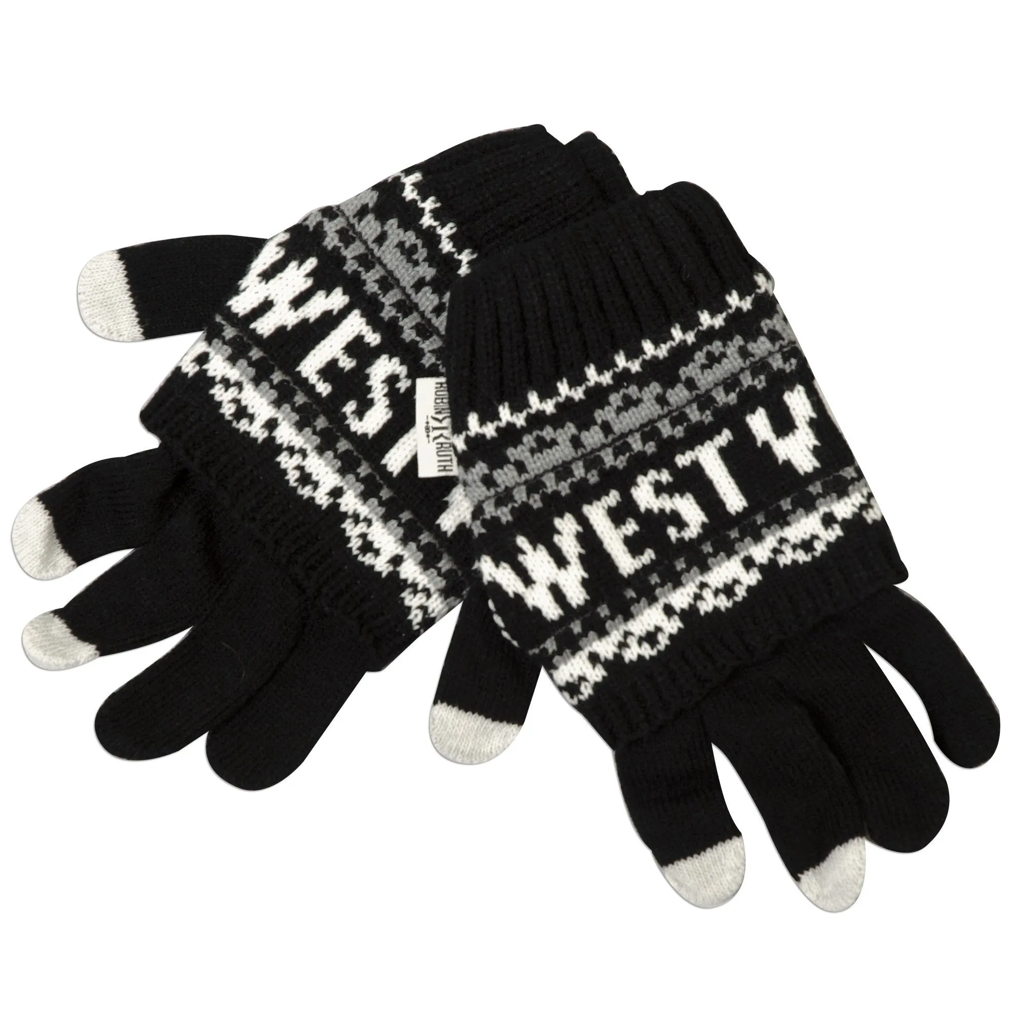 GVWV01 Robin Ruth Knit Gloves - West Virginia BLACK/WHITE