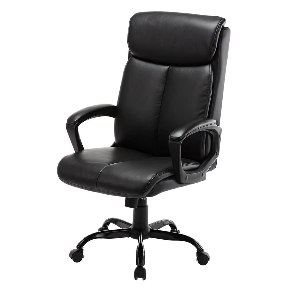 High Back Office Chair Executive Bonded Leather Computer Desk Swivel Task Chair, Black