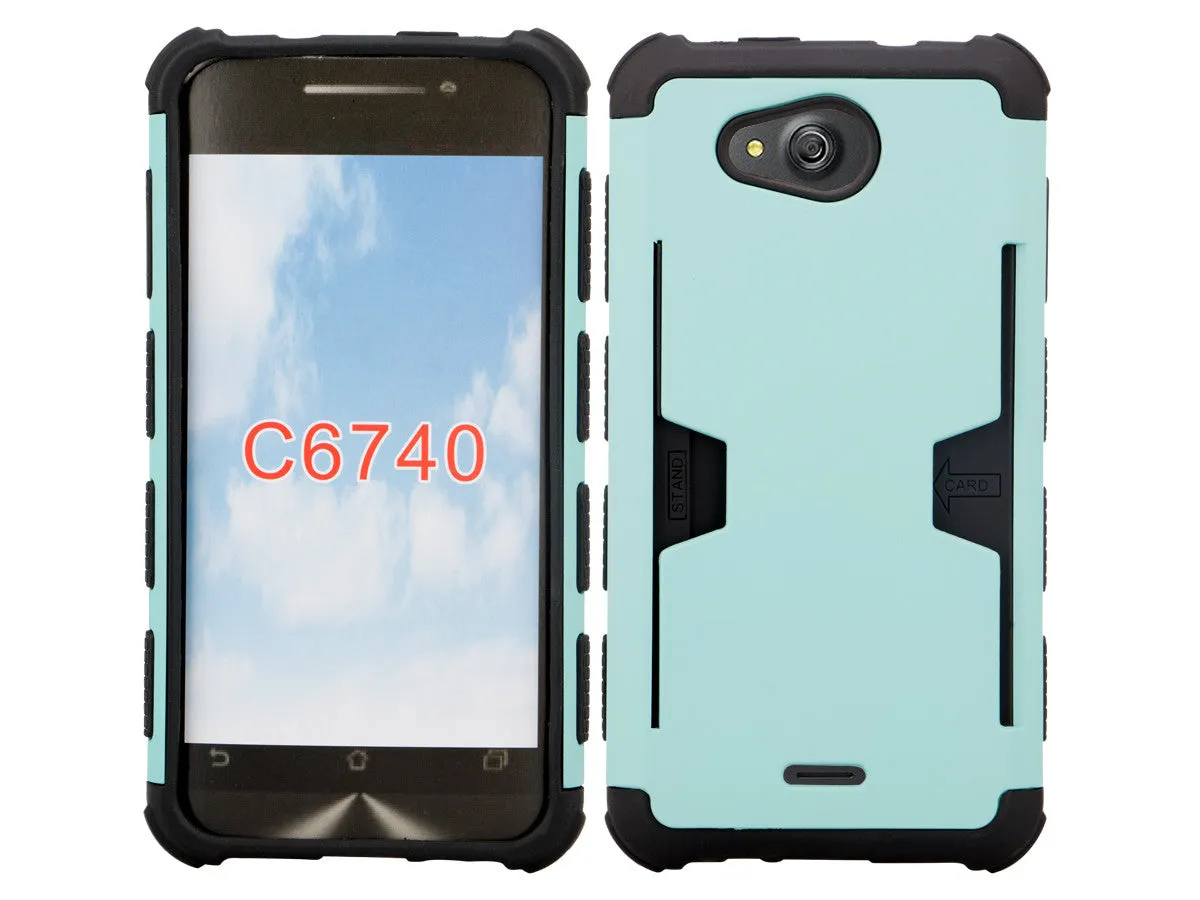 Kyocera Hydro Wave | C6740 Case, Slim Hybrid [Card Slot Insert] Dual Layer [Shock Resistant] Case Cover for Kyocera Hydro Wave - Teal