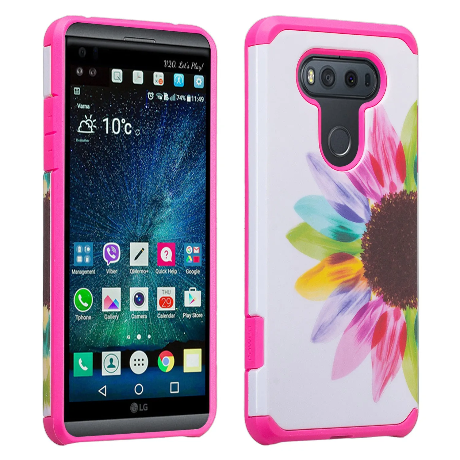 LG V20 Case, Slim Dual Layer Protective Armor Hybrid Case for LG V20 - Vivid Sunflower