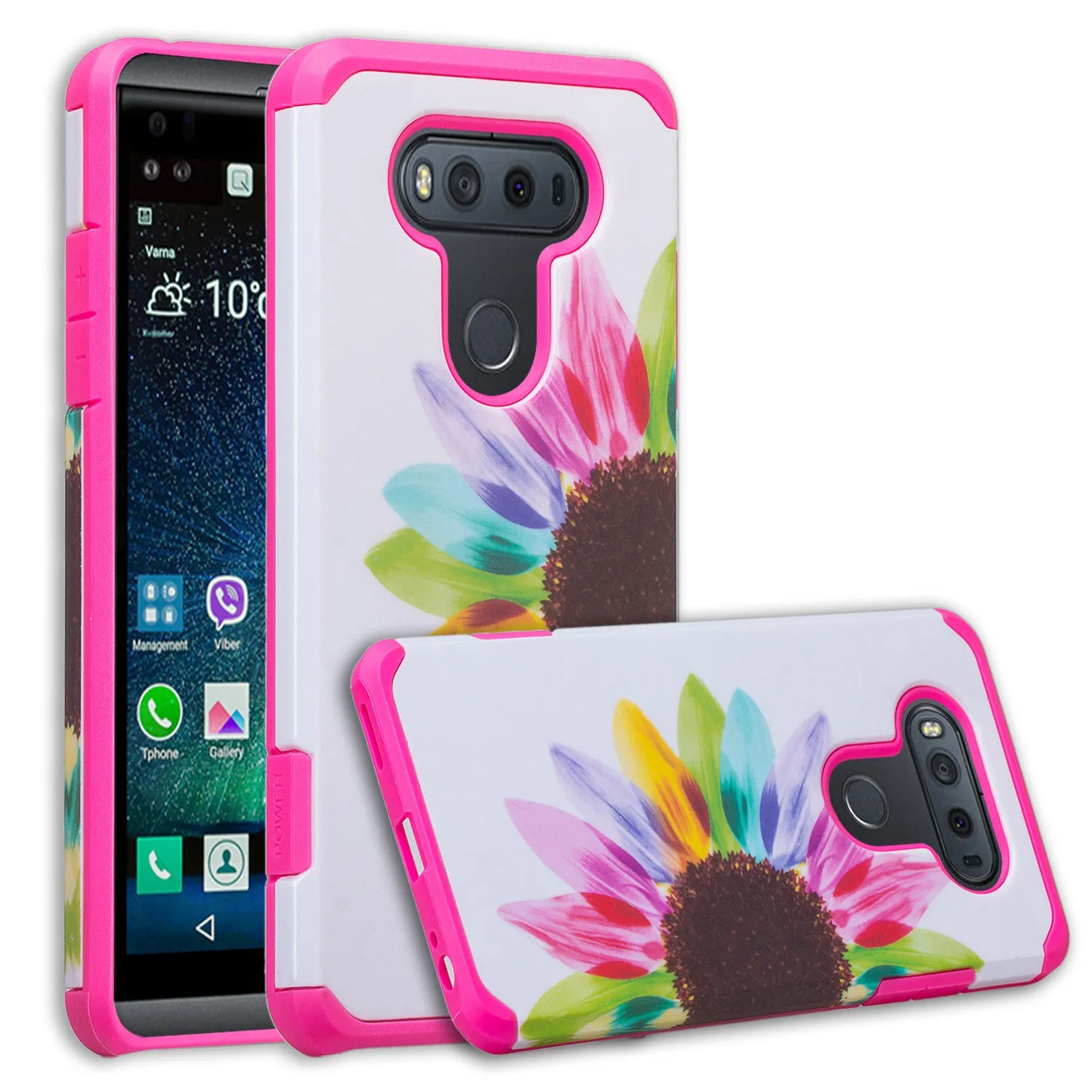 LG V20 Case, Slim Dual Layer Protective Armor Hybrid Case for LG V20 - Vivid Sunflower