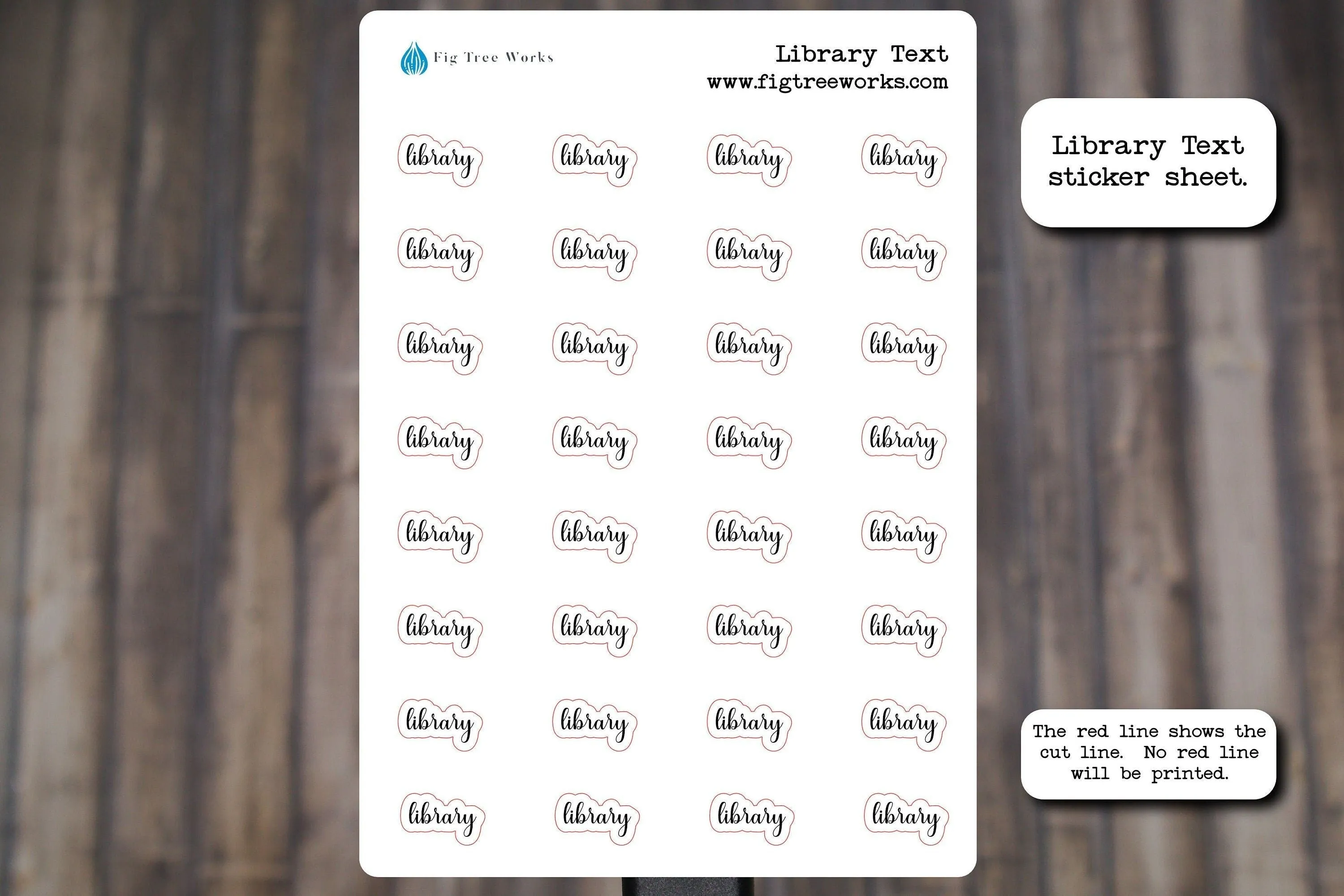 Library Text Stickers, Library Script Stickers for Planners, Journals, and Notebooks | Mini Scripts