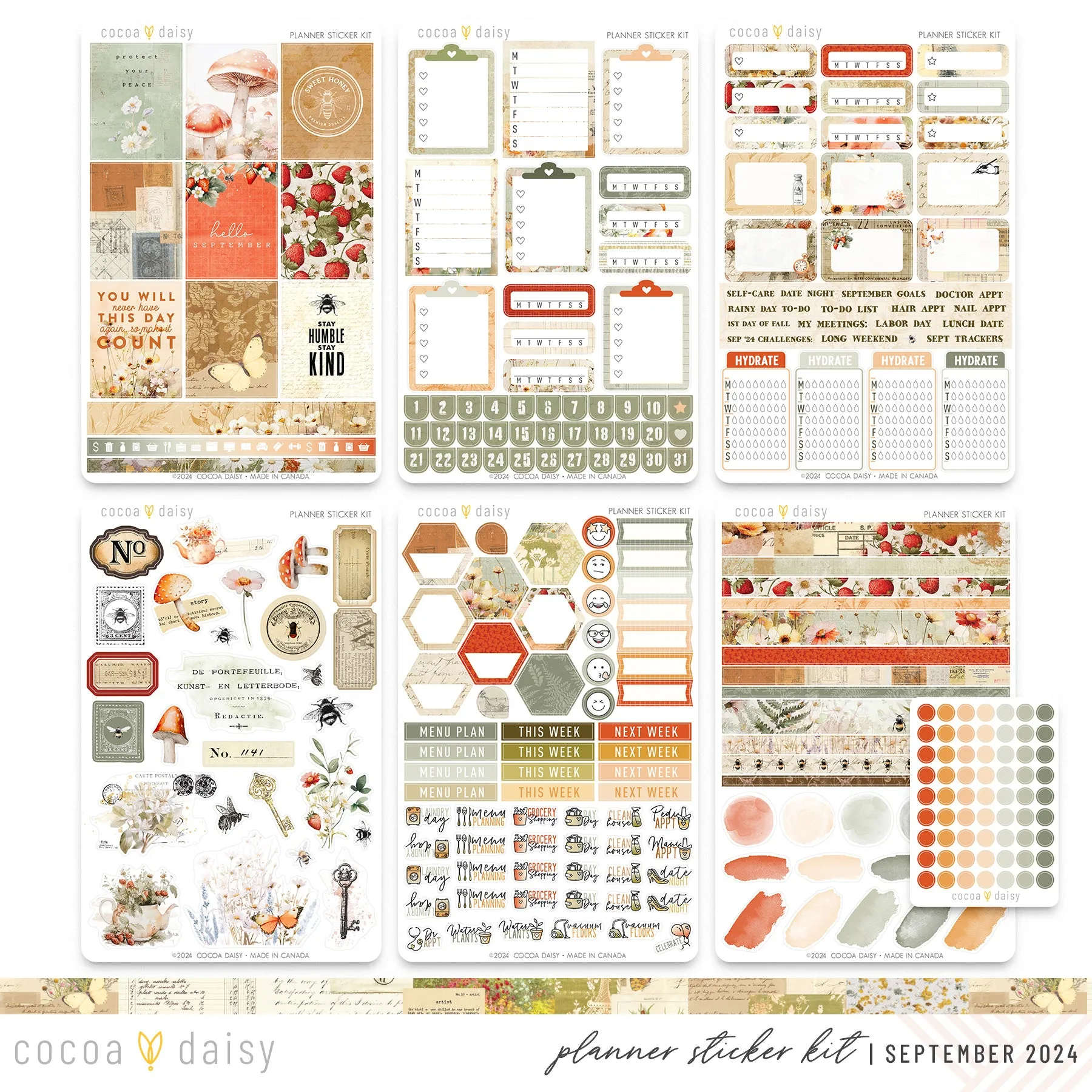 Little Bee Cottage Planner Stickers September 2024