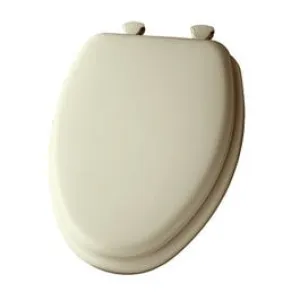 Mayfair Elongated Cushioned Vinyl Soft Toilet Seat, Easy-Clean & Change(TM) Hinge, Bone