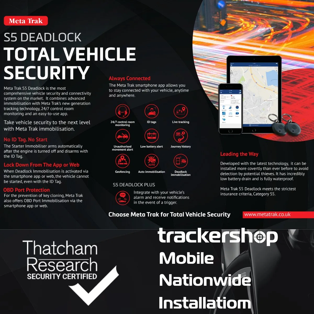 Meta Trak S5 Deadlock w/ Driver Immobilisation