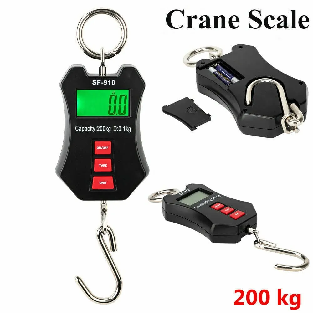 Metis Mini Crane Hanging Scale (Capacity 200 Kg), Heavy Duty Digital Hanging Scales LCD Display with Backlight for Home Farm and Market Fishing.