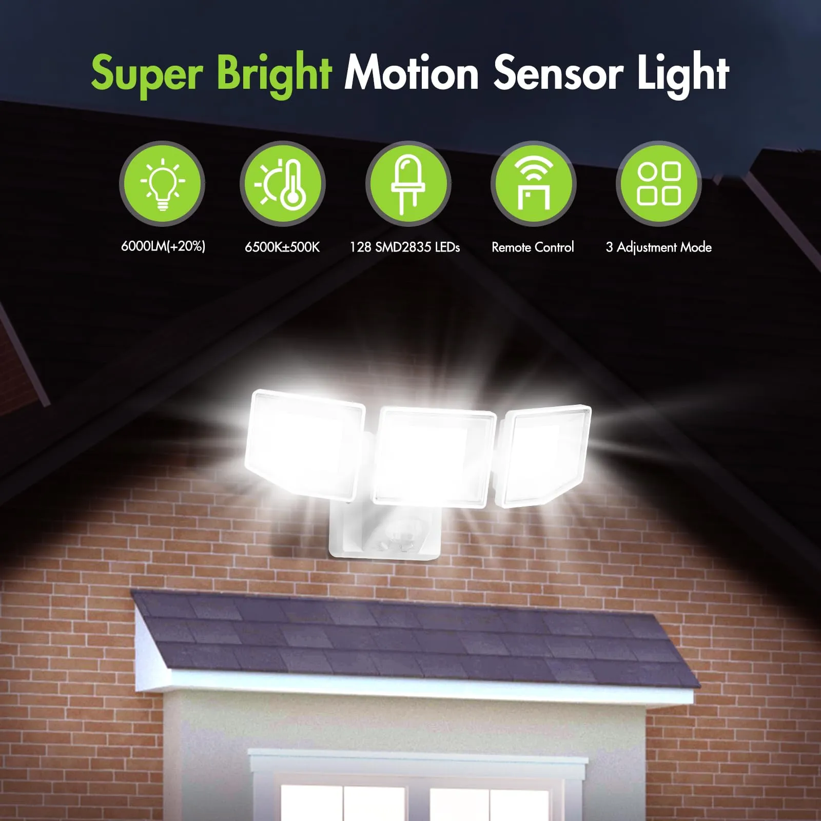 Motion Sensor Outdoor Lights with Remote Control, 6500K, IP65 Waterproof ,White