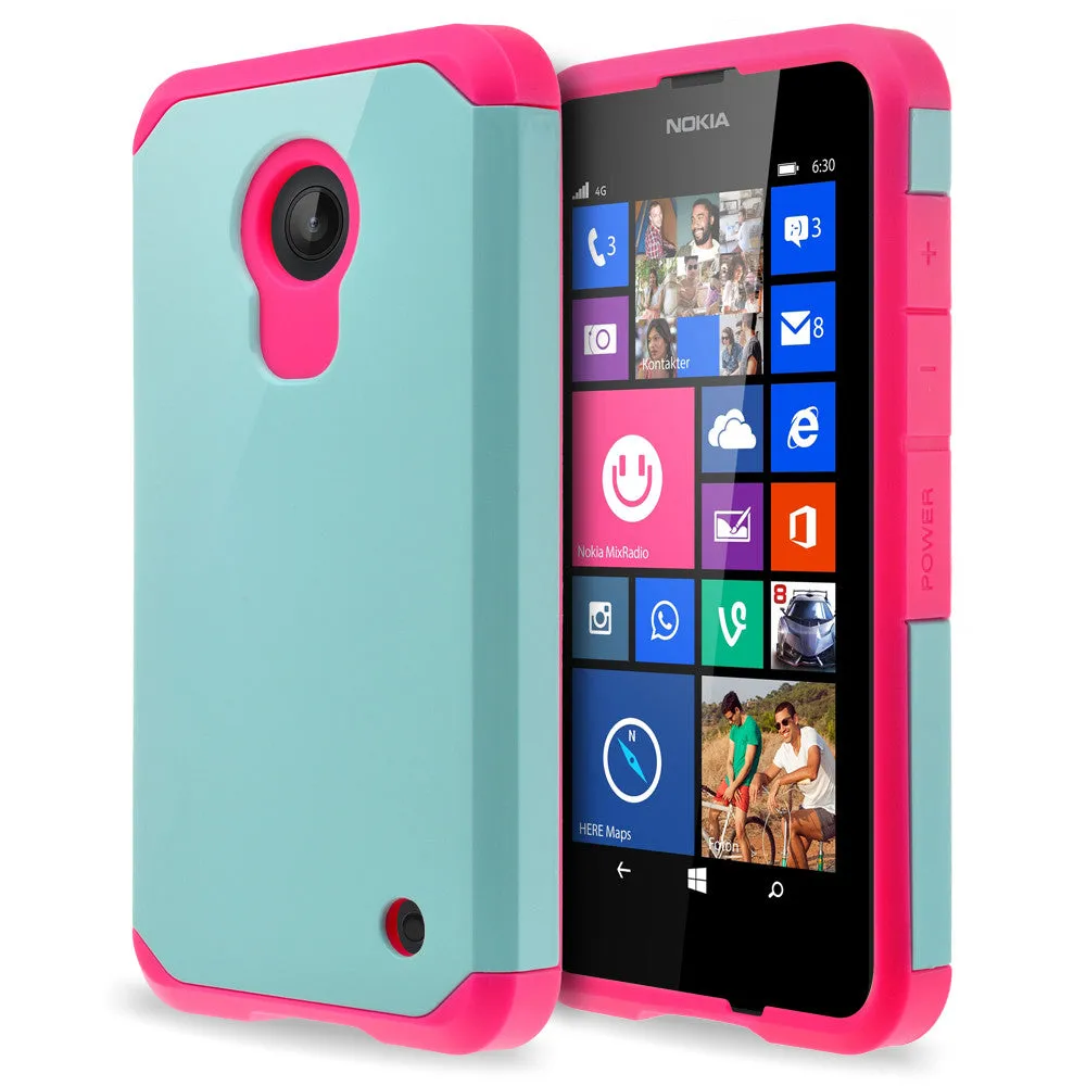 Nokia Lumia 635 Case, SlimHybrid Dual Layer Armor[Impact/Shock Resistant] Case for Nokia Lumia 635 - Teal/Hot Pink