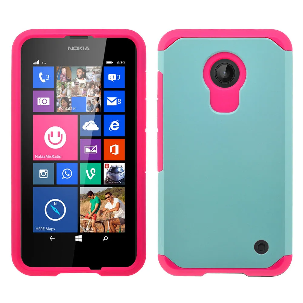 Nokia Lumia 635 Case, SlimHybrid Dual Layer Armor[Impact/Shock Resistant] Case for Nokia Lumia 635 - Teal/Hot Pink