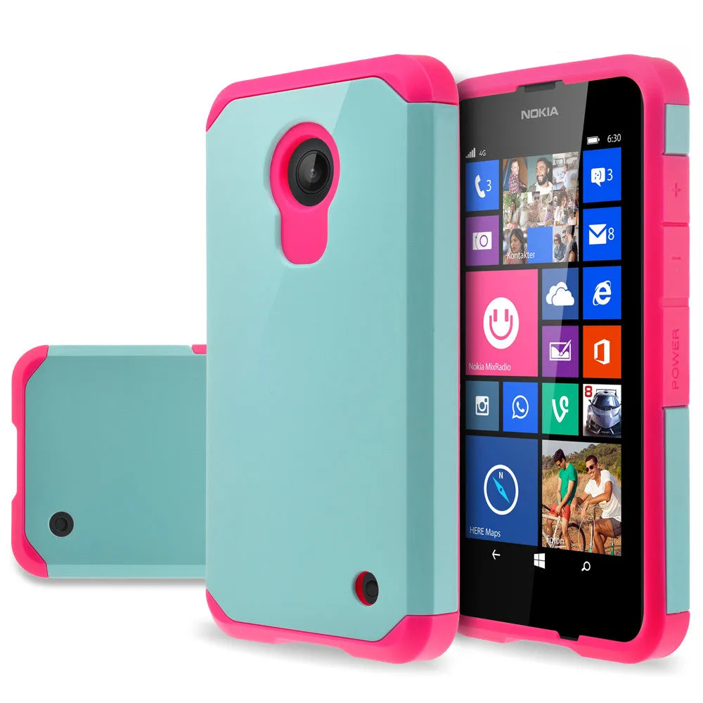 Nokia Lumia 635 Case, SlimHybrid Dual Layer Armor[Impact/Shock Resistant] Case for Nokia Lumia 635 - Teal/Hot Pink