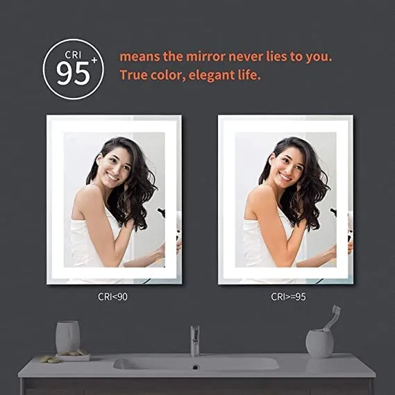 ORIGIN MIRRORS Modern Led Bathroom Mirror Wall Mounted with Triple Light (Shape : Rectangle) (Vertical, 18 X 24_Inch)