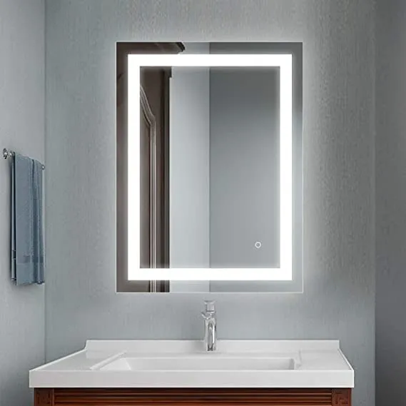 ORIGIN MIRRORS Modern Led Bathroom Mirror Wall Mounted with Triple Light (Shape : Rectangle) (Vertical, 18 X 24_Inch)