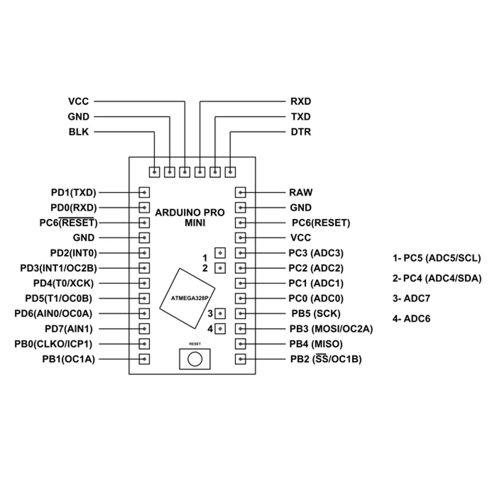 Pro Mini ATMEGA328P 3.3V/8MHz (Official Version)