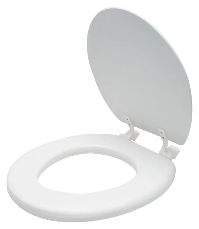 ProSource S001-WH Toilet Seat, Round, PP, White, Plastic Hinge :EA: QUANTITY: 1