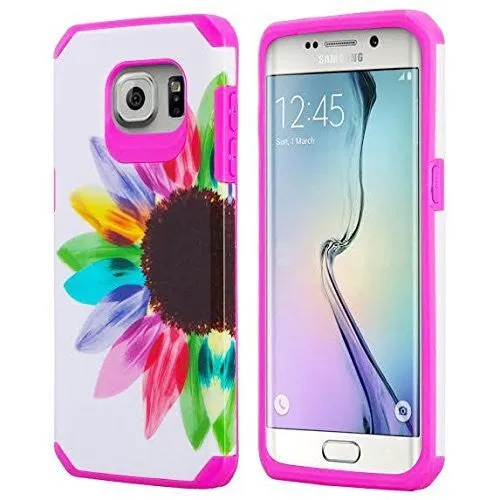 Samsung Galaxy S7 Edge Case, Hybrid Dual Layer Armor[Impact/Shock Resistant] Case for Galaxy S7 Edge - Vivid Sunflower