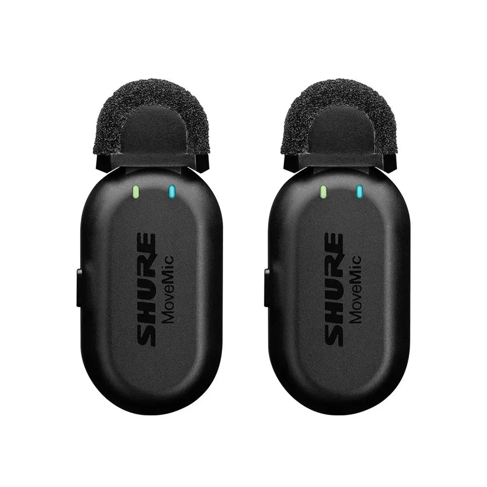 Shure MoveMic Two 2 Person Clip-On Wireless Microphone System for Mobile Devices