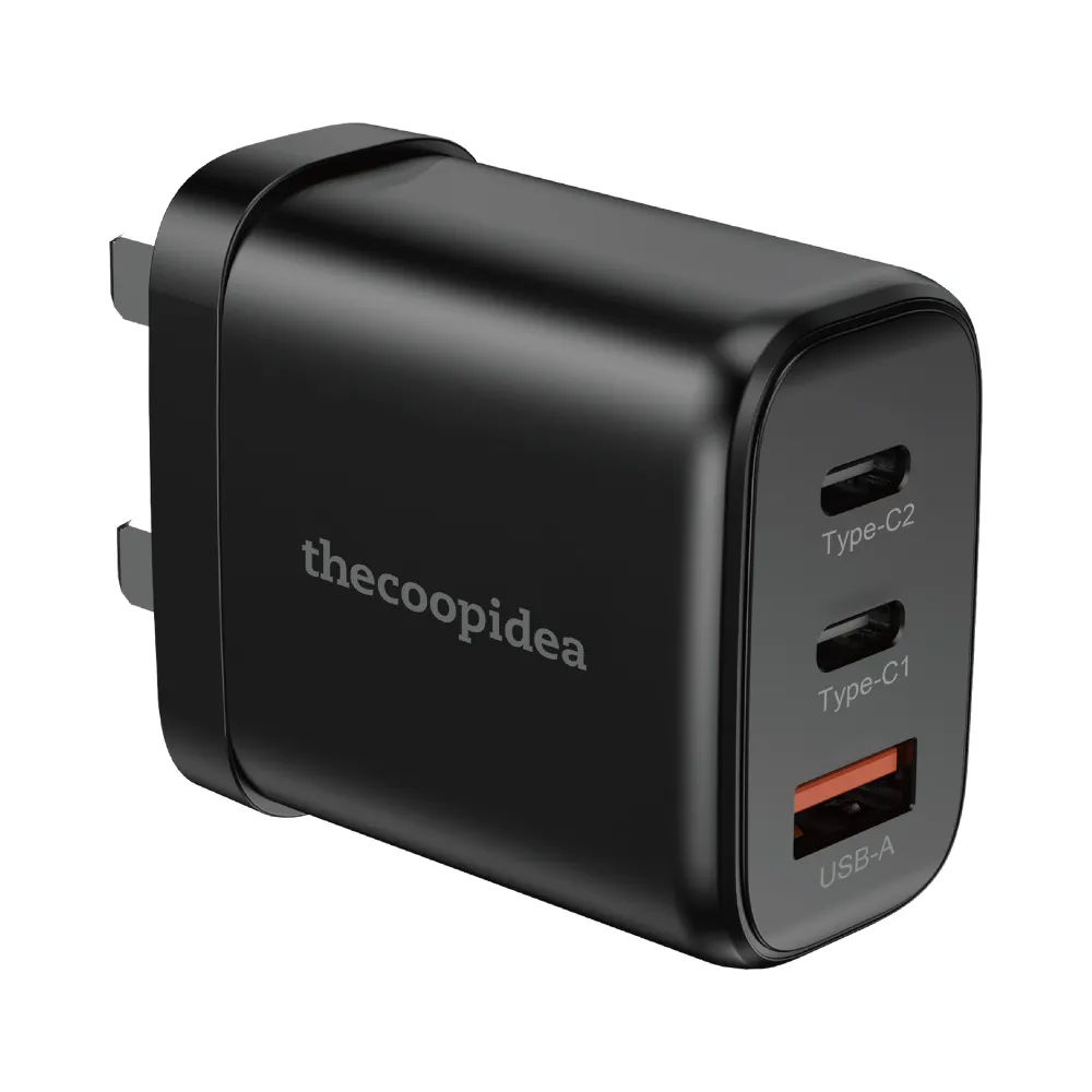 thecoopidea GaN BLOCK 65W 3 Ports PD QC Fast Charge Adapter