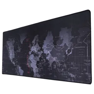 World Map Gaming Mouse Pad 31.0"x11.5" (3.0mm) - Non-Slip Rubber Base, Durable Stitched Edges, Smooth Surface