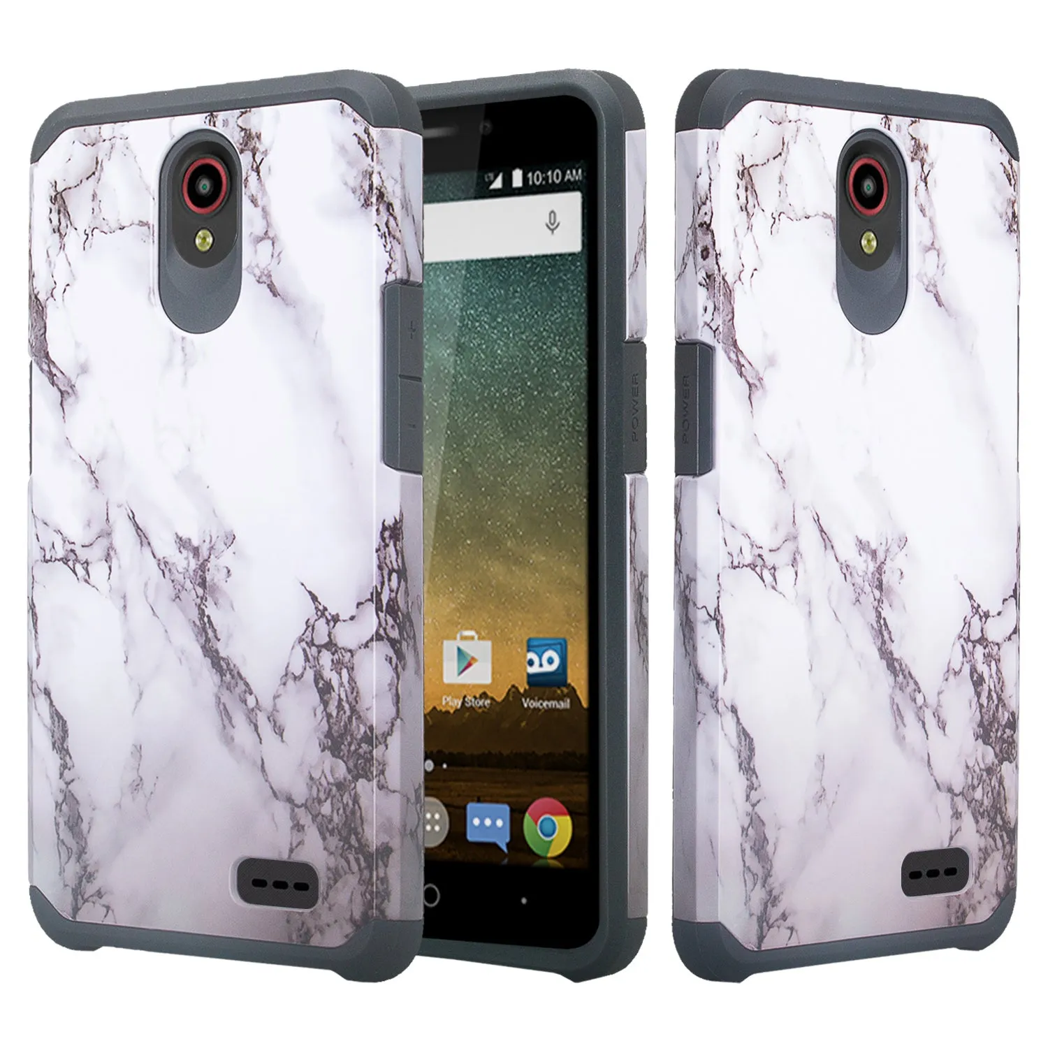 ZTE Prestige Case, Sonata 3, ZTE Avid Plus, ZTE Avid Trio, ZFive 2, Midnight Pro, Maven 2, Cheers, Slim Dual Layer Case Cover - Marble