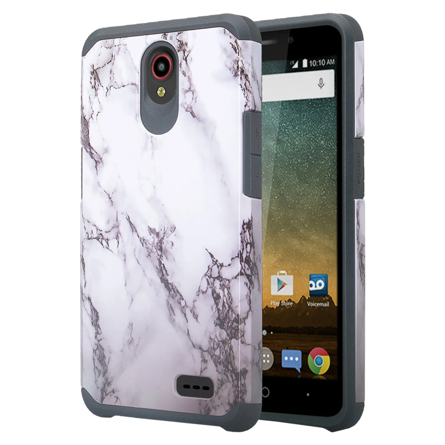 ZTE Prestige Case, Sonata 3, ZTE Avid Plus, ZTE Avid Trio, ZFive 2, Midnight Pro, Maven 2, Cheers, Slim Dual Layer Case Cover - Marble