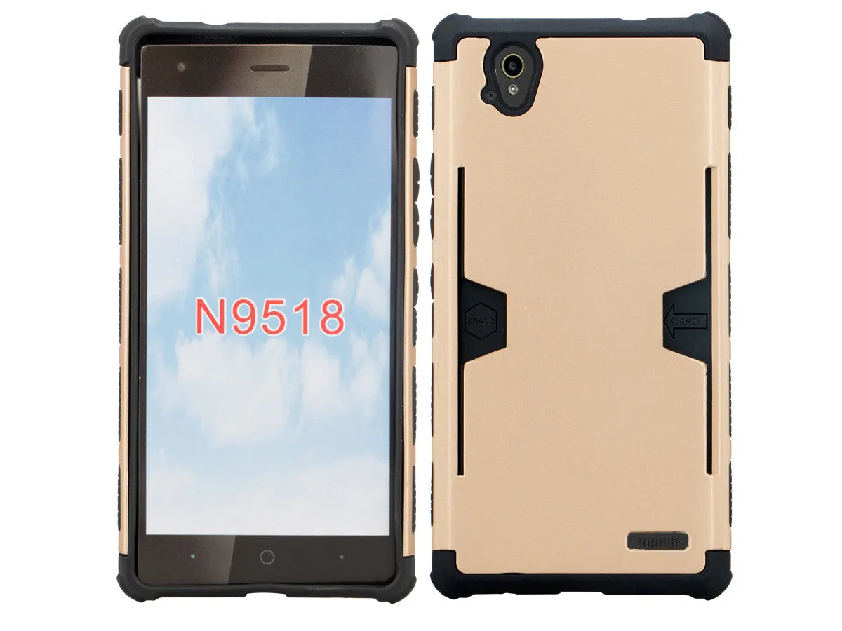 ZTE Warp Elite Case, Slim Hybrid [Card Slot Insert] Dual Layer [Shock Resistant] Case Cover for ZTE Warp Elite - Gold