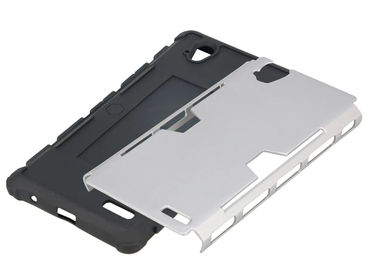 ZTE Warp Elite Case, Slim Hybrid [Card Slot Insert] Dual Layer [Shock Resistant] Case Cover for ZTE Warp Elite - Silver